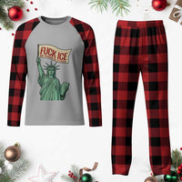 Fck Ice No Human Is Illegal Plaid Pajama Set Statue of Liberty Anti ICE Immigration Human Rights Protest