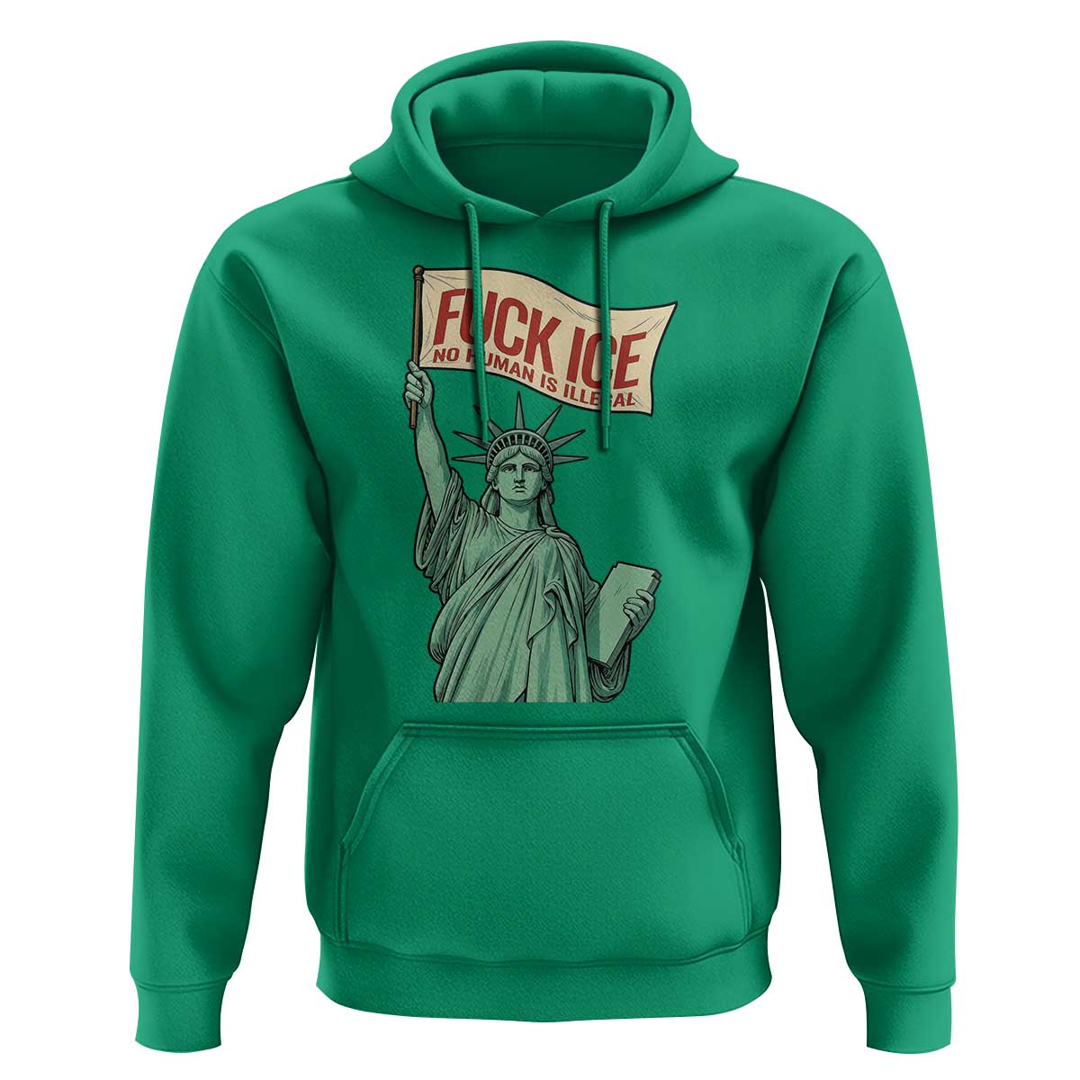 Fck Ice No Human Is Illegal Hoodie Statue of Liberty Anti ICE Immigration Human Rights Protest