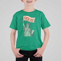 Fck Ice No Human Is Illegal T Shirt For Kid Statue of Liberty Anti ICE Immigration Human Rights Protest