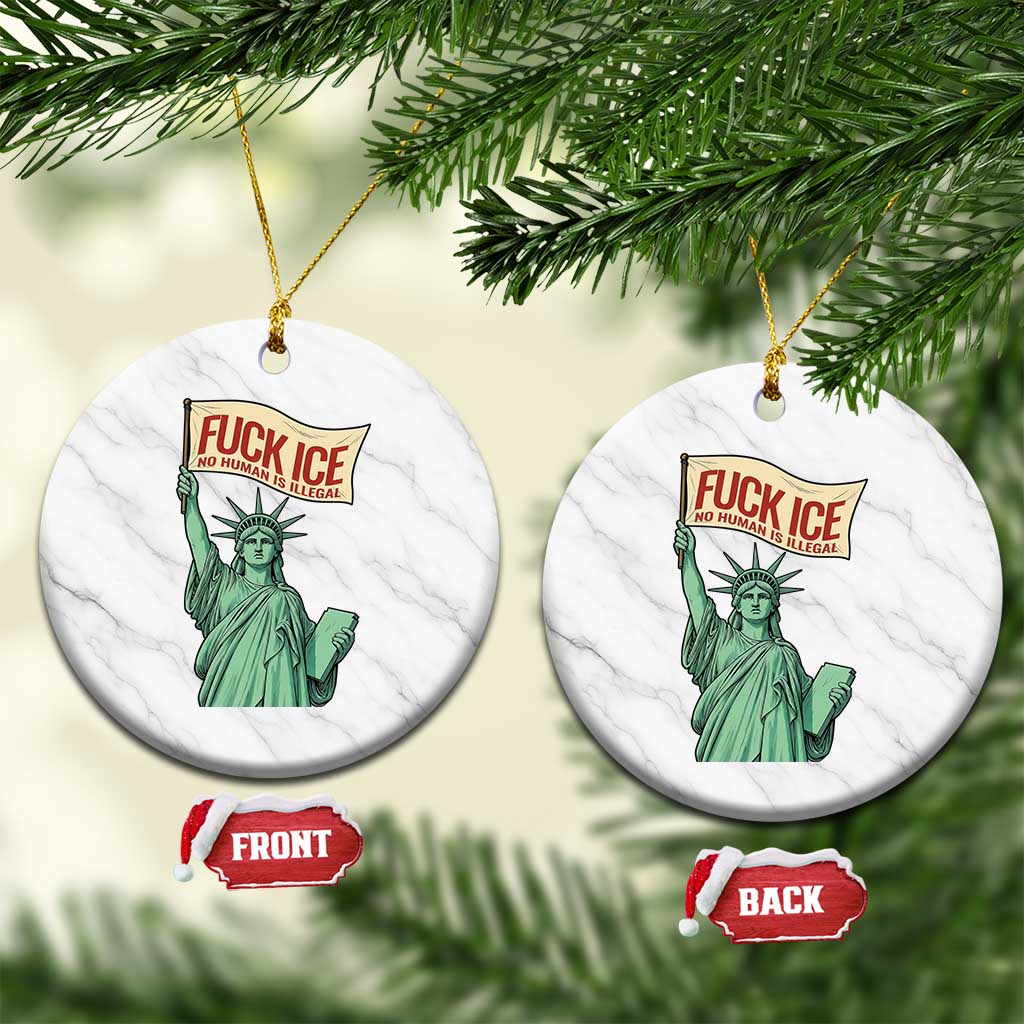 Fck Ice No Human Is Illegal Ceramic Ornament Statue of Liberty Anti ICE Immigration Human Rights Protest