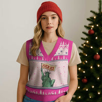 Fck Ice No Human Is Illegal V-Neck Knit Sweater Vest Statue of Liberty Anti ICE Immigration Human Rights Protest