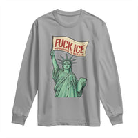 Fck Ice No Human Is Illegal Long Sleeve Shirt Statue of Liberty Anti ICE Immigration Human Rights Protest