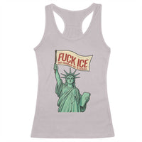 Fck Ice No Human Is Illegal Racerback Tank Top Statue of Liberty Anti ICE Immigration Human Rights Protest
