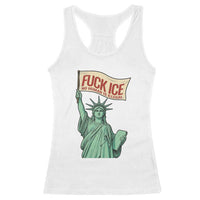 Fck Ice No Human Is Illegal Racerback Tank Top Statue of Liberty Anti ICE Immigration Human Rights Protest