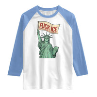 Fck Ice No Human Is Illegal Raglan Shirt Statue of Liberty Anti ICE Immigration Human Rights Protest