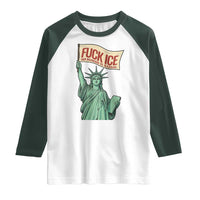 Fck Ice No Human Is Illegal Raglan Shirt Statue of Liberty Anti ICE Immigration Human Rights Protest