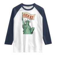 Fck Ice No Human Is Illegal Raglan Shirt Statue of Liberty Anti ICE Immigration Human Rights Protest
