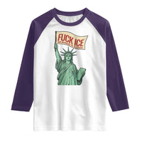 Fck Ice No Human Is Illegal Raglan Shirt Statue of Liberty Anti ICE Immigration Human Rights Protest
