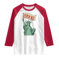 Fck Ice No Human Is Illegal Raglan Shirt Statue of Liberty Anti ICE Immigration Human Rights Protest