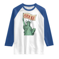 Fck Ice No Human Is Illegal Raglan Shirt Statue of Liberty Anti ICE Immigration Human Rights Protest