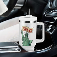 Fck Ice No Human Is Illegal Tumbler With Handle Statue of Liberty Anti ICE Immigration Human Rights Protest