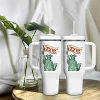 Fck Ice No Human Is Illegal Tumbler With Handle Statue of Liberty Anti ICE Immigration Human Rights Protest
