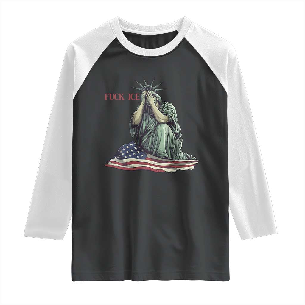 Statue of Liberty Anti ICE Deportation Human Rights Protest Raglan Shirt