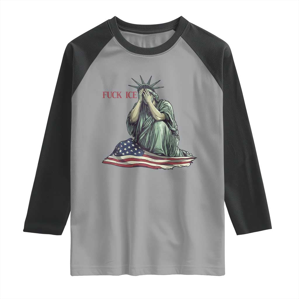 Statue of Liberty Anti ICE Deportation Human Rights Protest Raglan Shirt