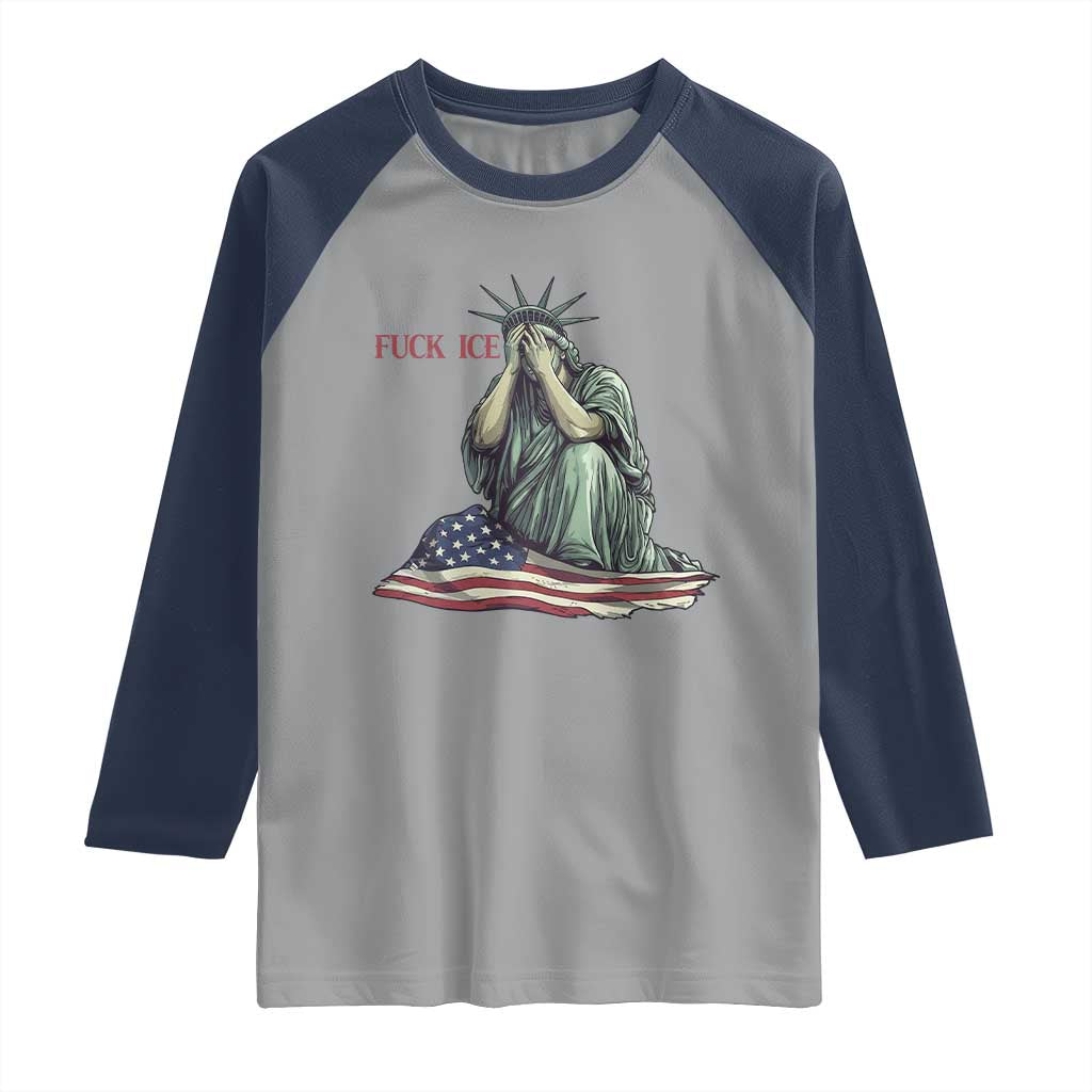 Statue of Liberty Anti ICE Deportation Human Rights Protest Raglan Shirt