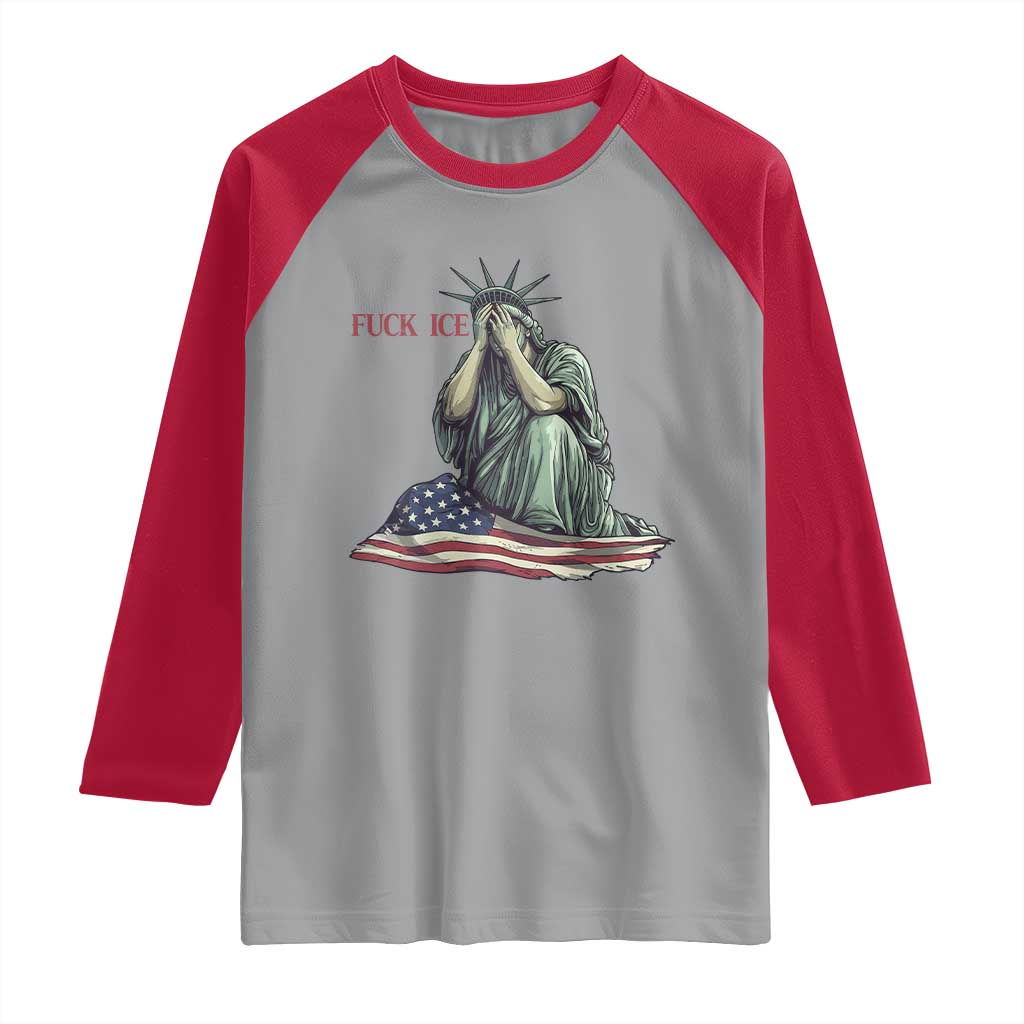 Statue of Liberty Anti ICE Deportation Human Rights Protest Raglan Shirt