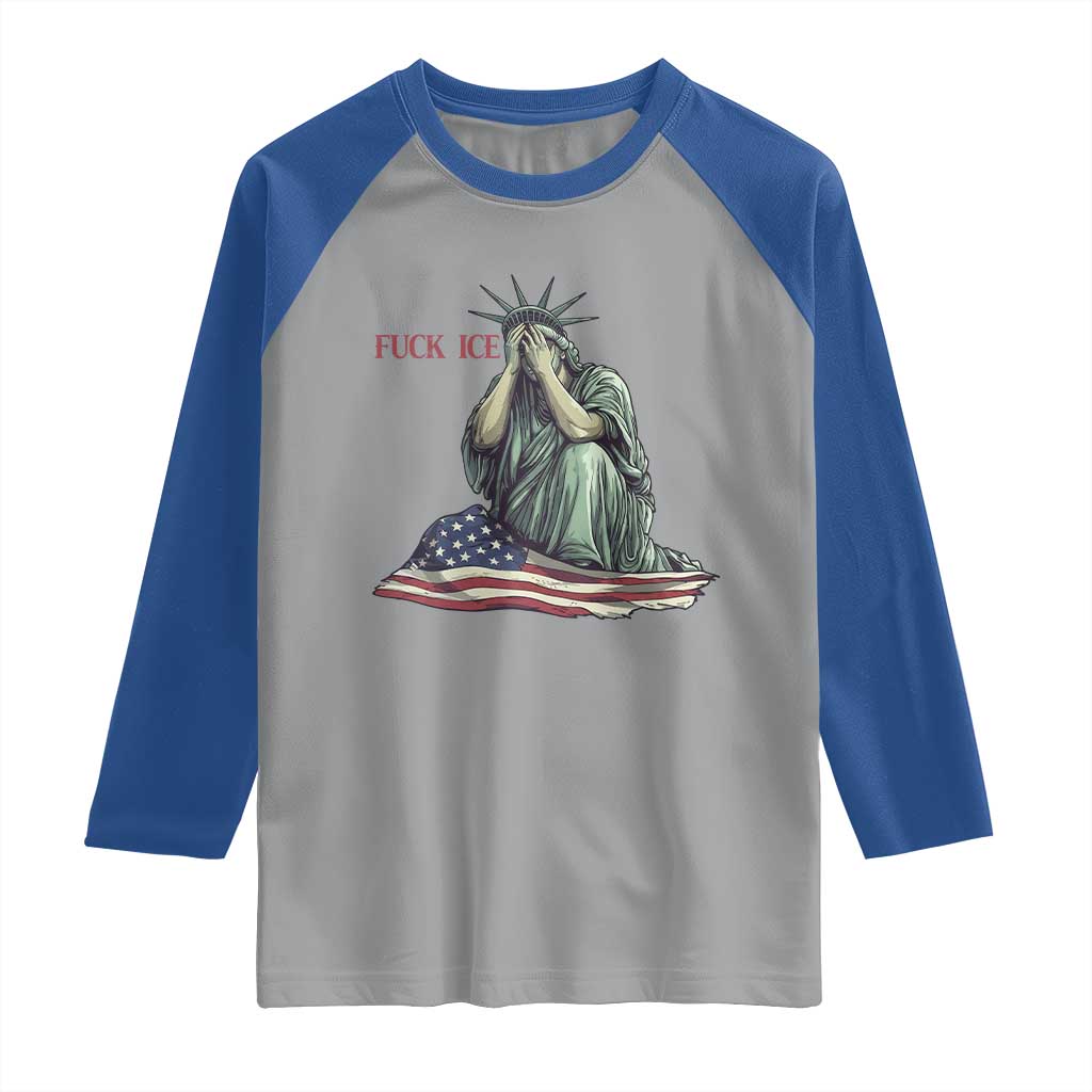 Statue of Liberty Anti ICE Deportation Human Rights Protest Raglan Shirt