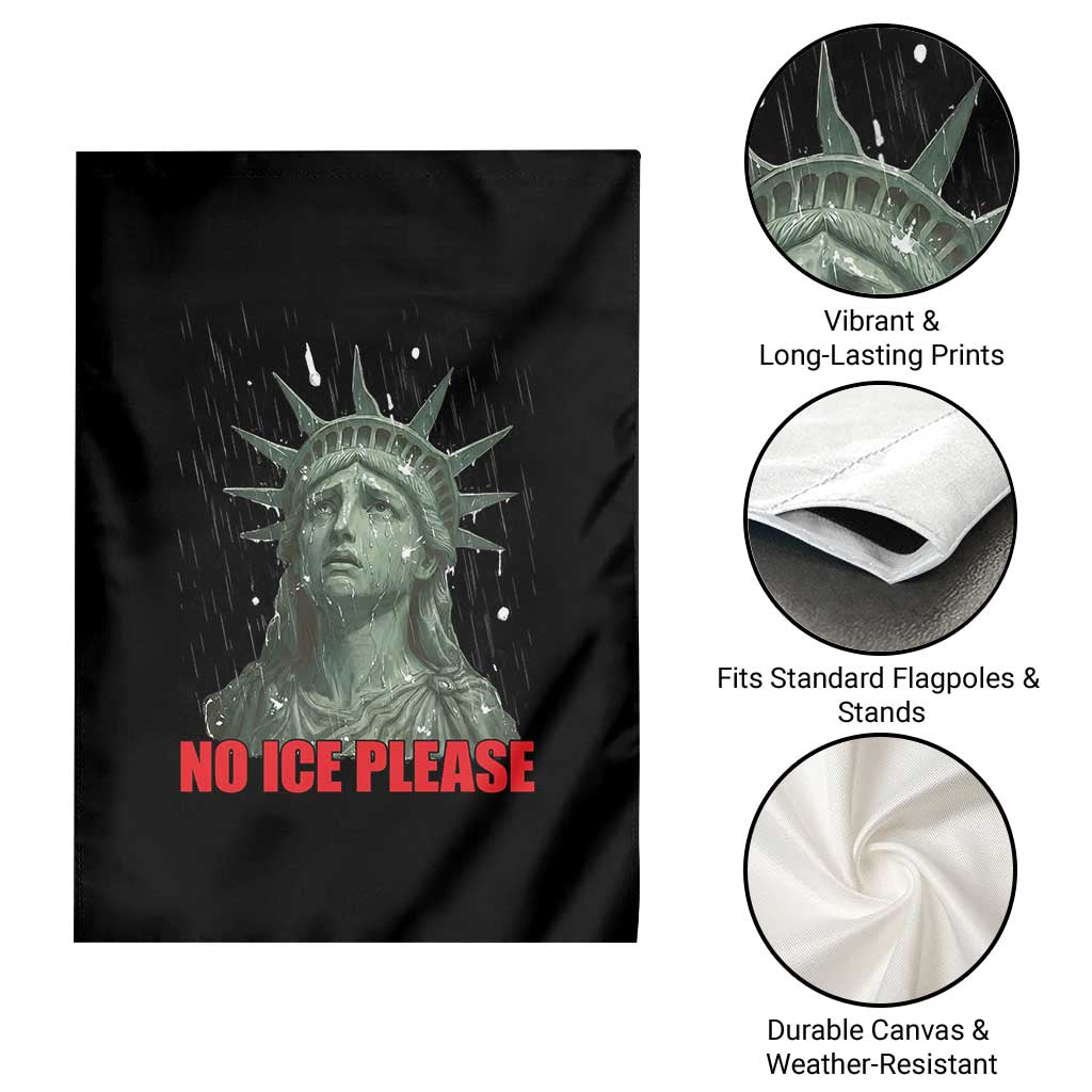 No Ice Please Garden Flag Statue of Liberty Crying Anti ICE Deportation Human Rights