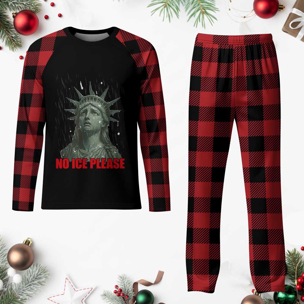 No Ice Please Plaid Pajama Set Statue of Liberty Crying Anti ICE Deportation Human Rights
