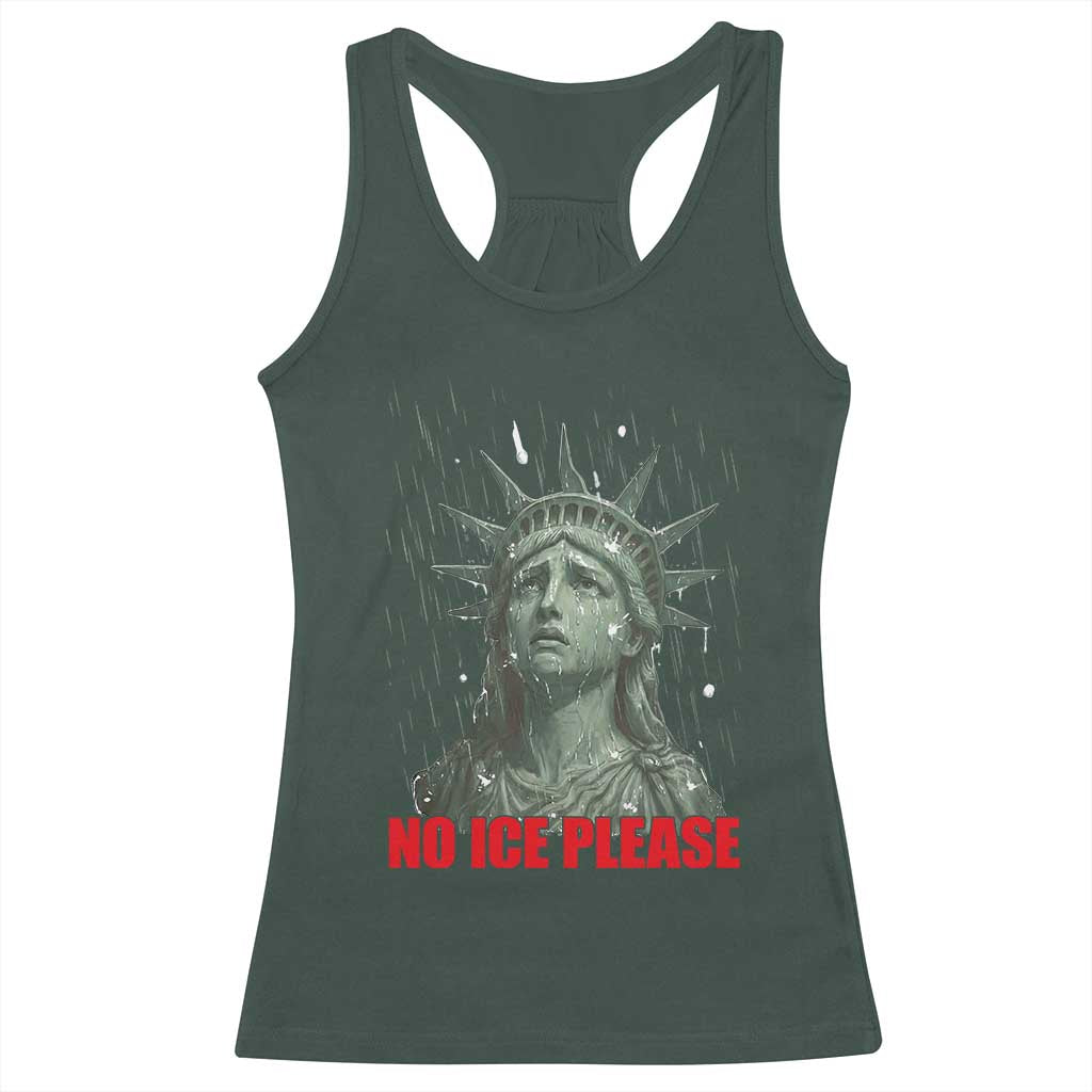 No Ice Please Racerback Tank Top Statue of Liberty Crying Anti ICE Deportation Human Rights