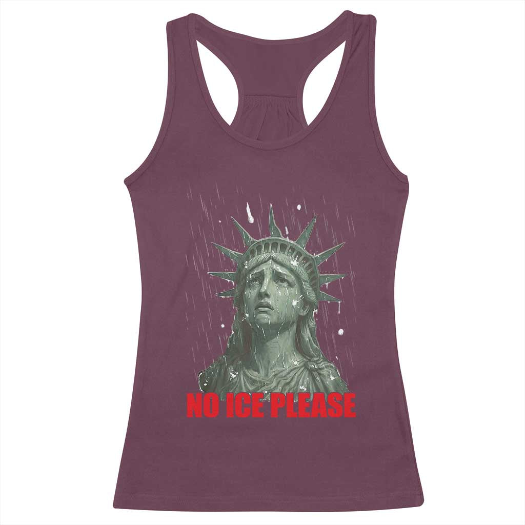 No Ice Please Racerback Tank Top Statue of Liberty Crying Anti ICE Deportation Human Rights