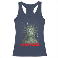 No Ice Please Racerback Tank Top Statue of Liberty Crying Anti ICE Deportation Human Rights
