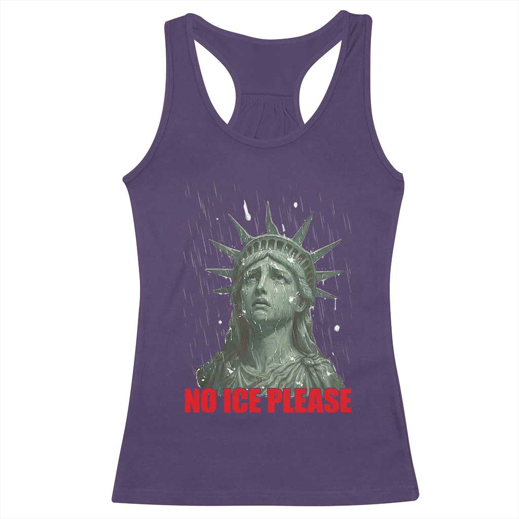 No Ice Please Racerback Tank Top Statue of Liberty Crying Anti ICE Deportation Human Rights