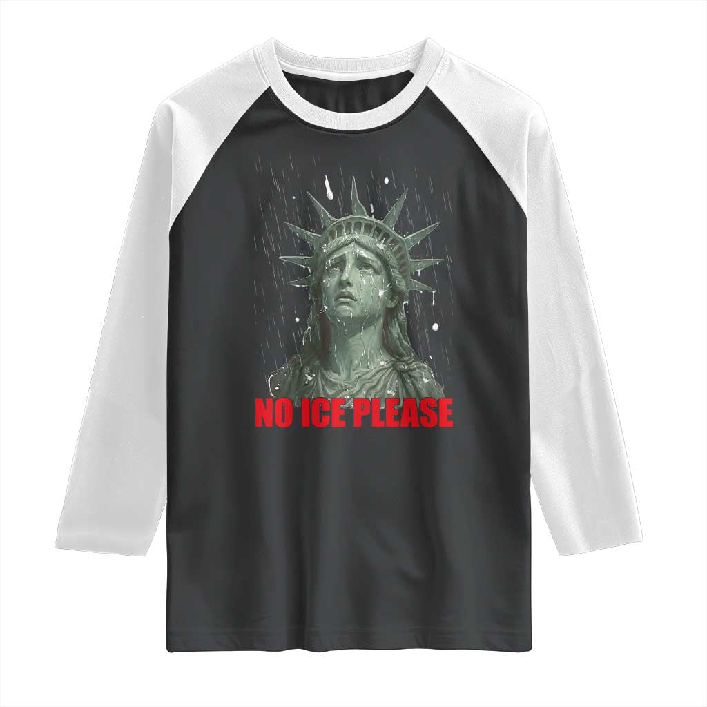 No Ice Please Raglan Shirt Statue of Liberty Crying Anti ICE Deportation Human Rights