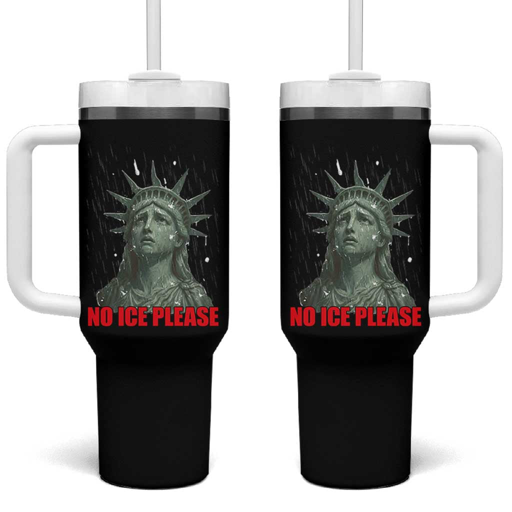 No Ice Please Tumbler With Handle Statue of Liberty Crying Anti ICE Deportation Human Rights
