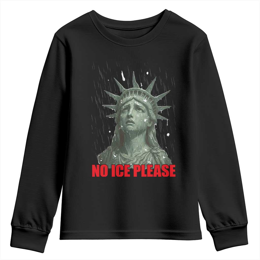 No Ice Please Youth Sweatshirt Statue of Liberty Crying Anti ICE Deportation Human Rights