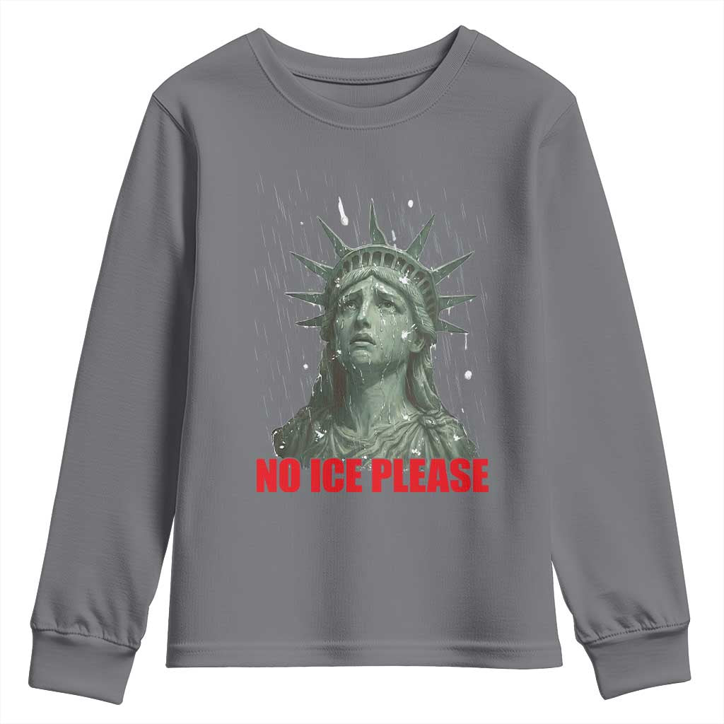 No Ice Please Youth Sweatshirt Statue of Liberty Crying Anti ICE Deportation Human Rights