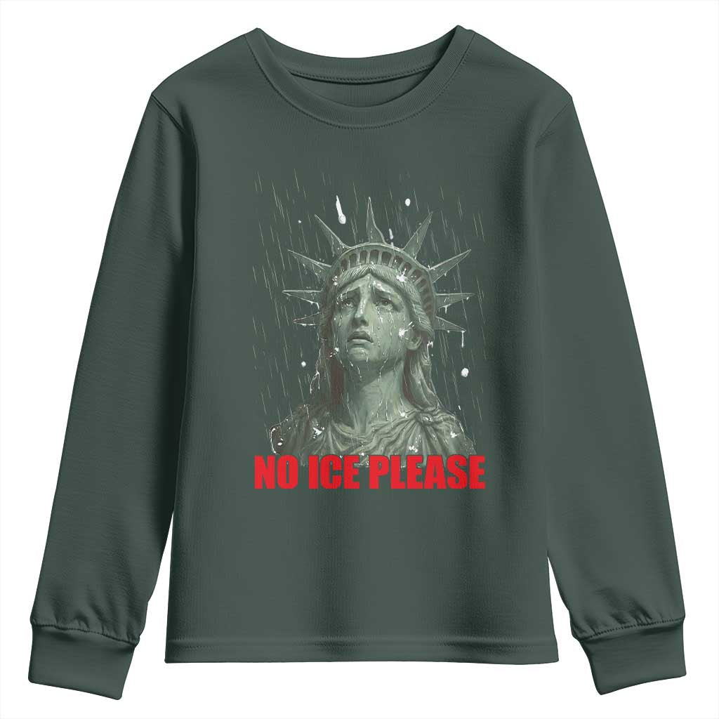 No Ice Please Youth Sweatshirt Statue of Liberty Crying Anti ICE Deportation Human Rights