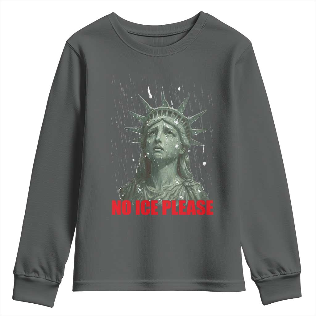 No Ice Please Youth Sweatshirt Statue of Liberty Crying Anti ICE Deportation Human Rights