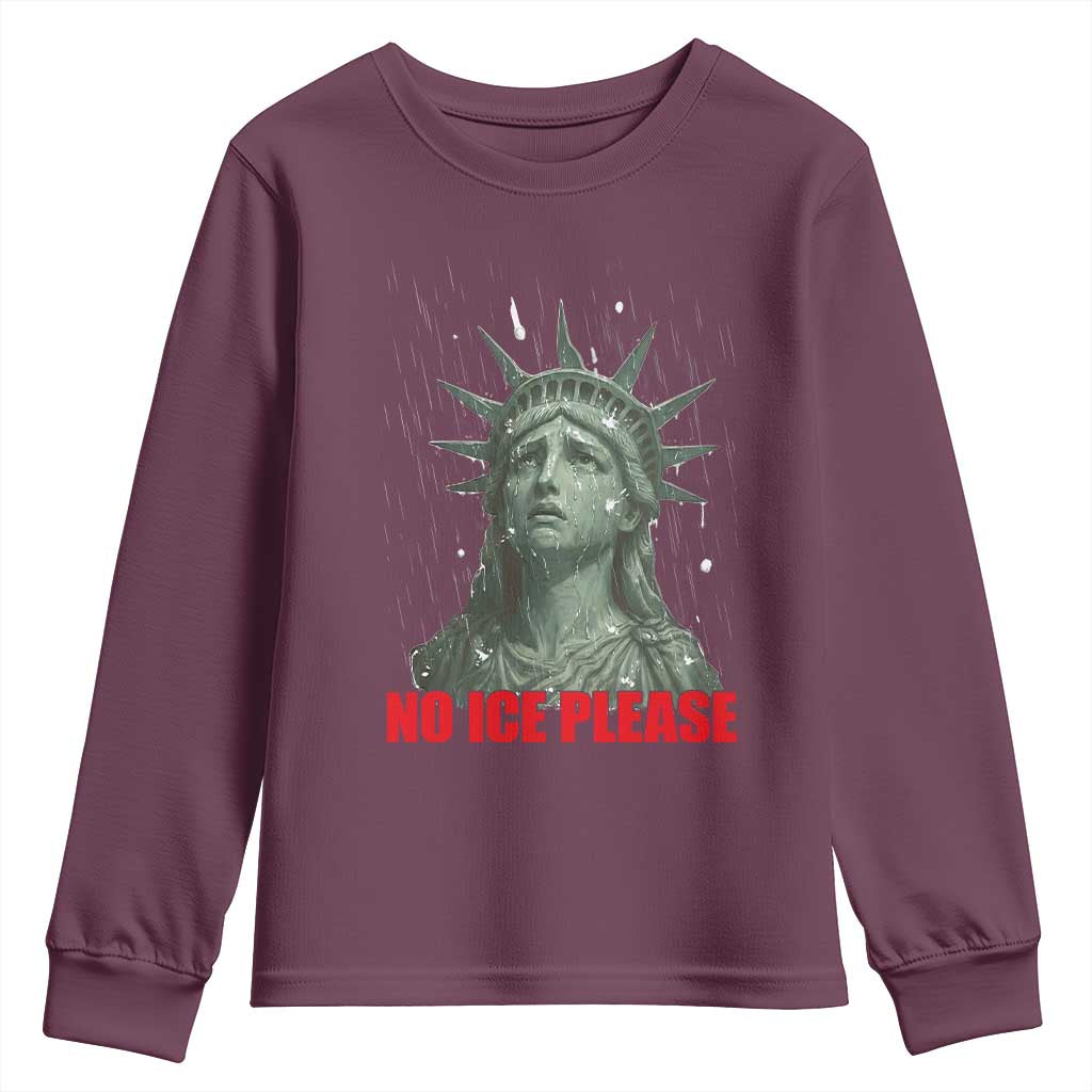 No Ice Please Youth Sweatshirt Statue of Liberty Crying Anti ICE Deportation Human Rights