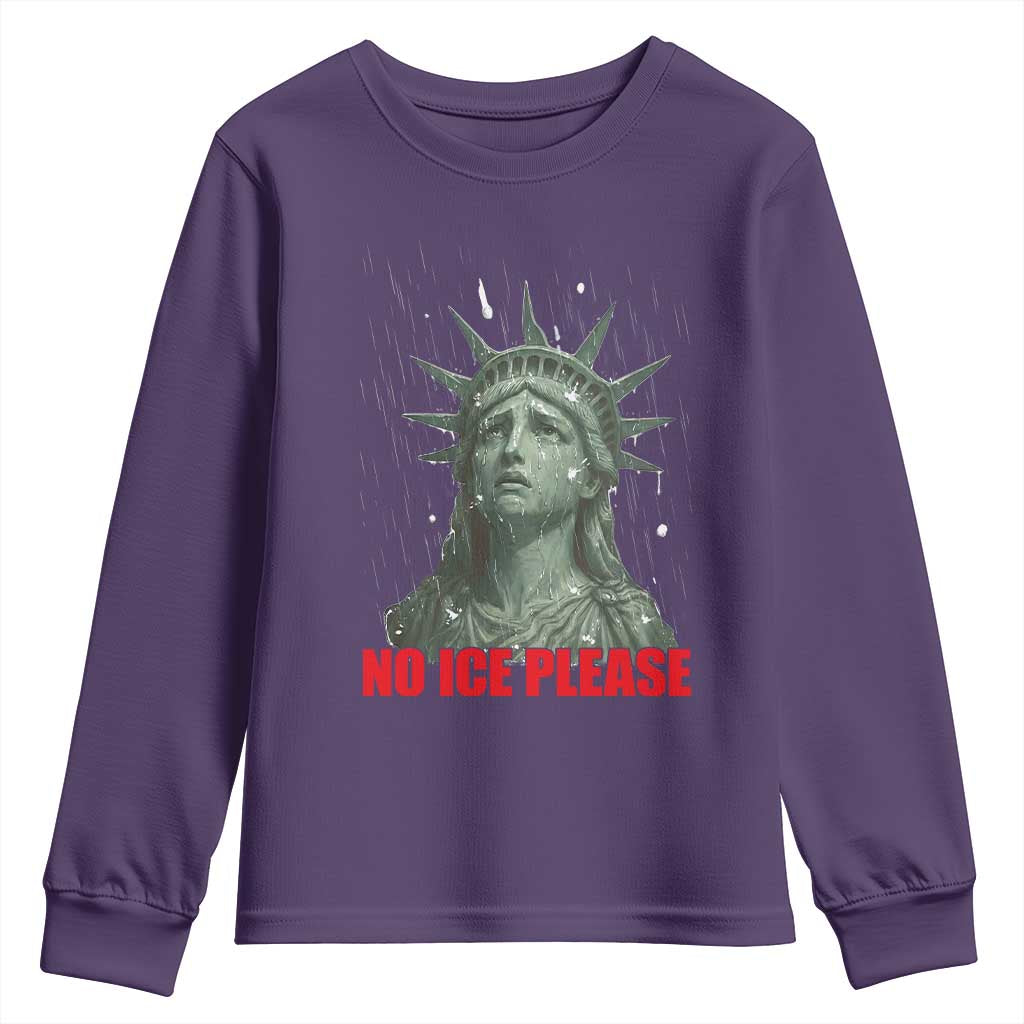 No Ice Please Youth Sweatshirt Statue of Liberty Crying Anti ICE Deportation Human Rights