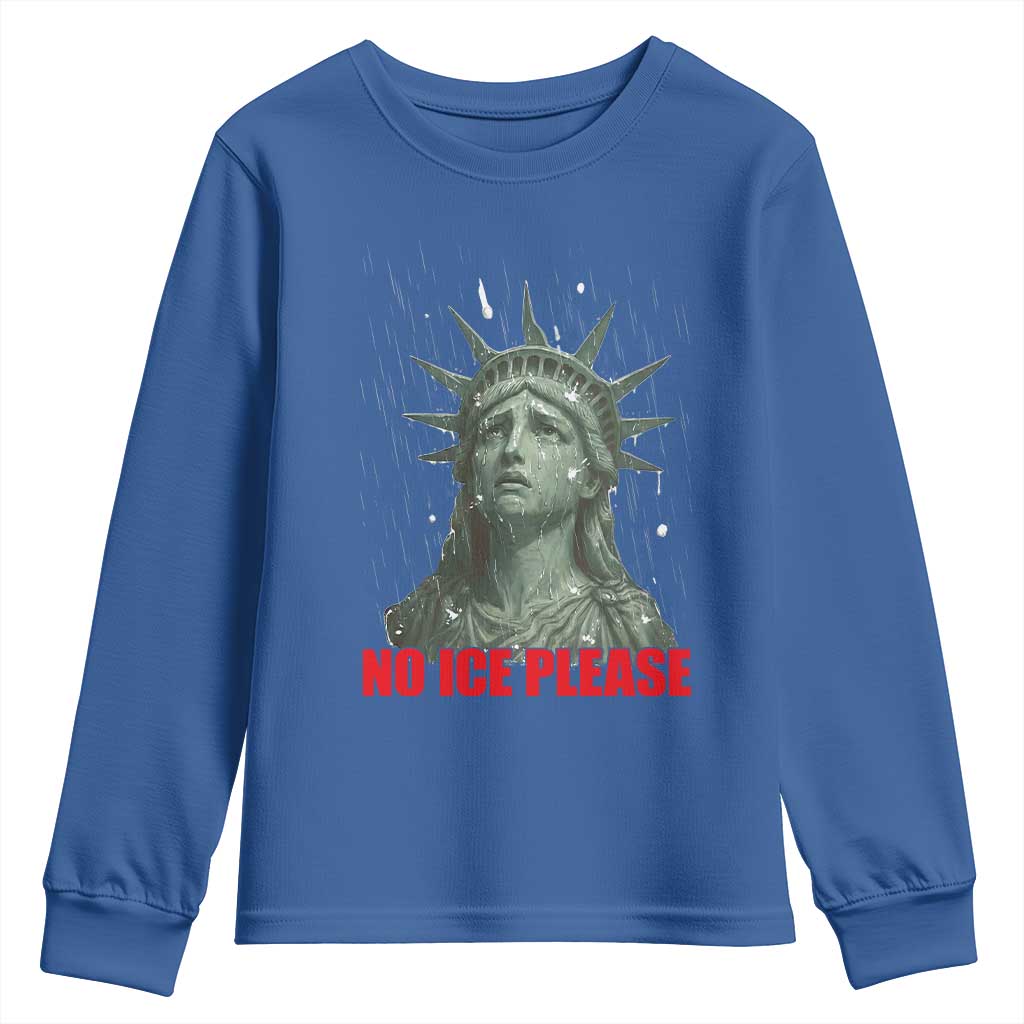 No Ice Please Youth Sweatshirt Statue of Liberty Crying Anti ICE Deportation Human Rights