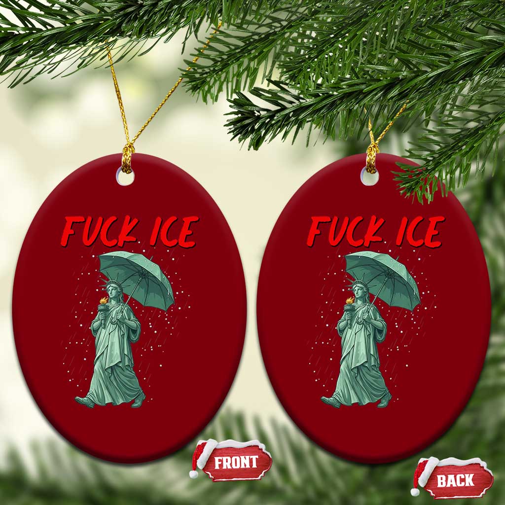 Statue of Liberty Crying Anti ICE Protest Meme Ceramic Ornament