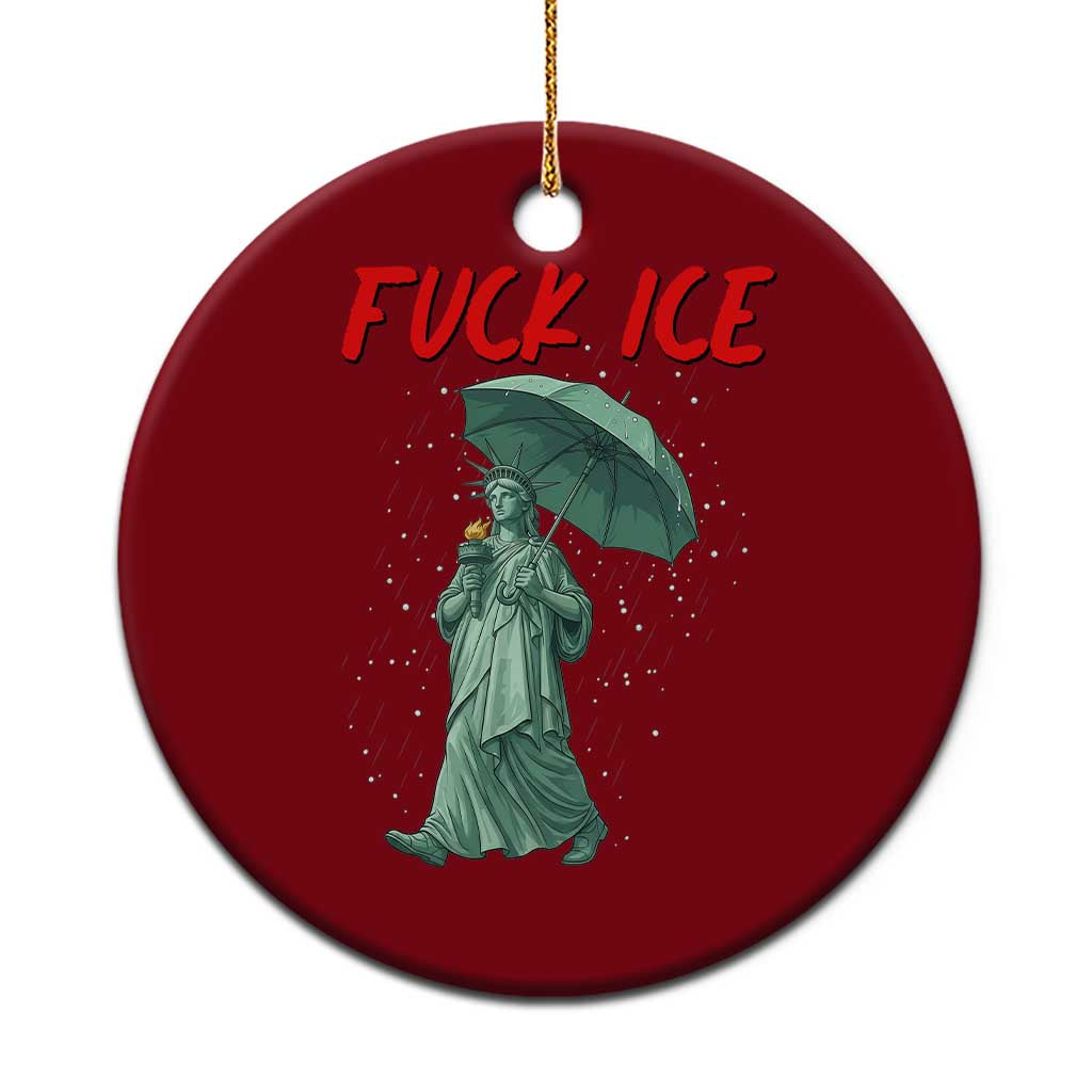 Statue of Liberty Crying Anti ICE Protest Meme Ceramic Ornament