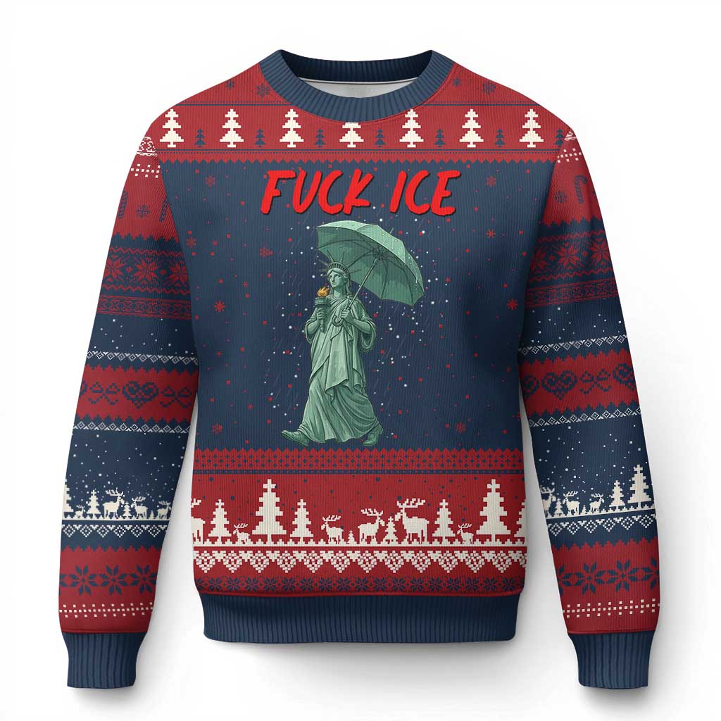 Statue of Liberty Crying Anti ICE Protest Meme Ugly Christmas Sweater