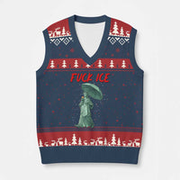 Statue of Liberty Crying Anti ICE Protest Meme V-Neck Knit Sweater Vest