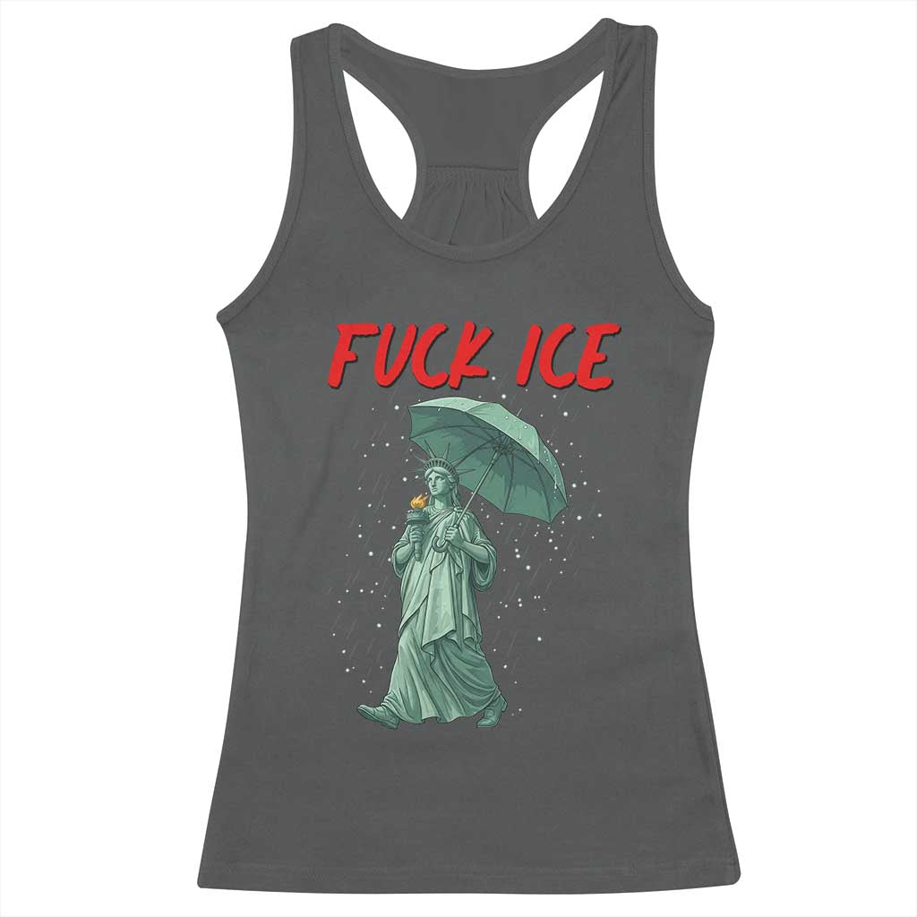 Statue of Liberty Crying Anti ICE Protest Meme Racerback Tank Top