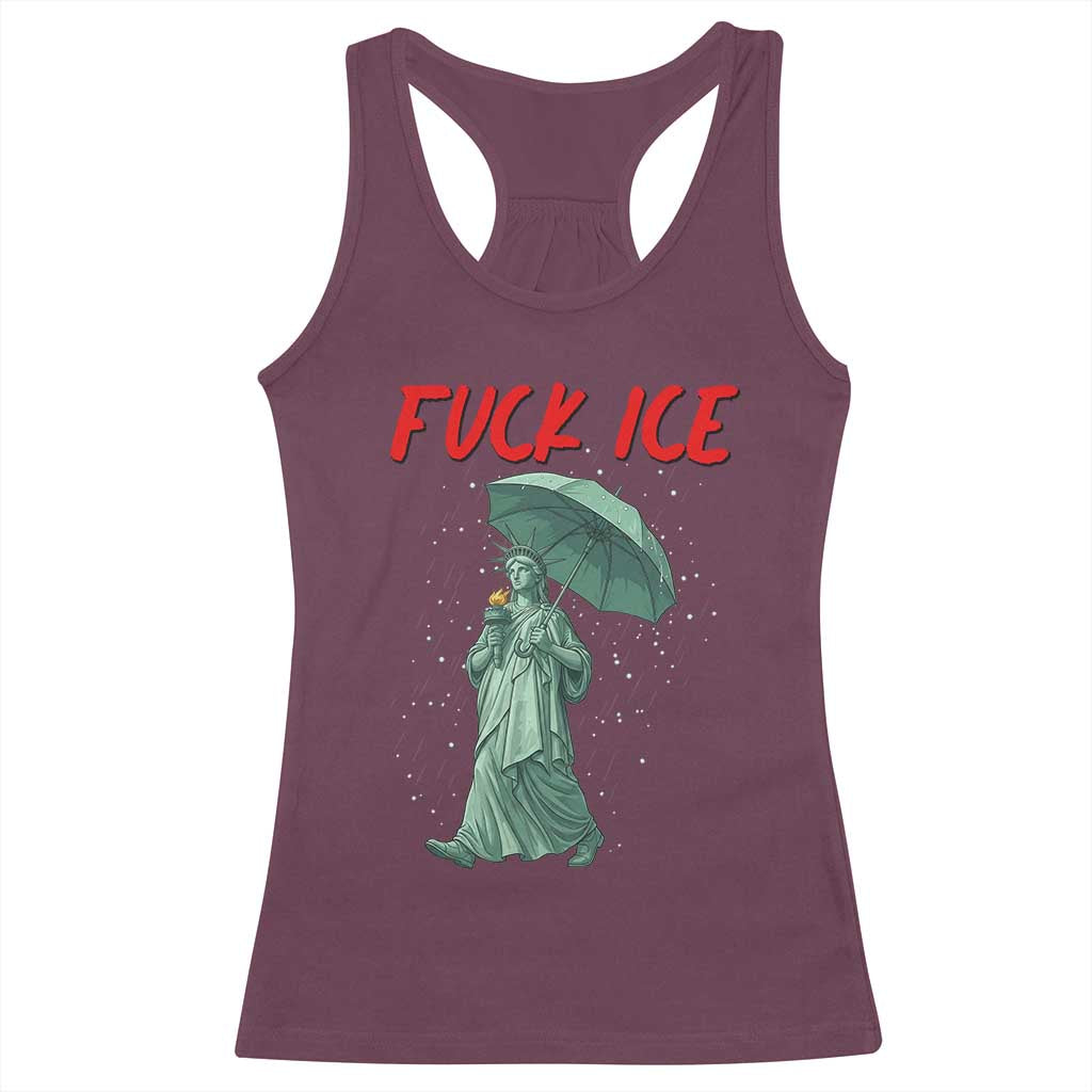 Statue of Liberty Crying Anti ICE Protest Meme Racerback Tank Top