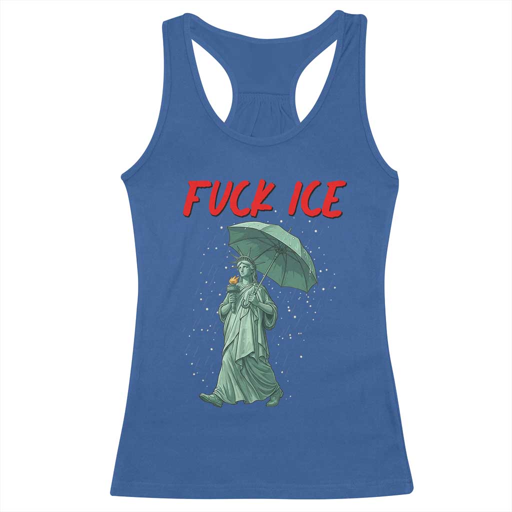 Statue of Liberty Crying Anti ICE Protest Meme Racerback Tank Top