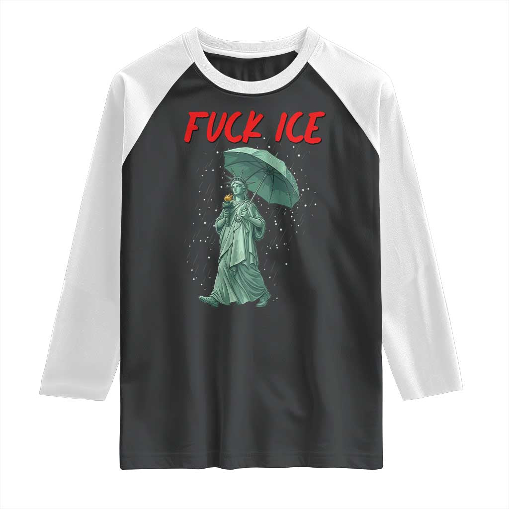 Statue of Liberty Crying Anti ICE Protest Meme Raglan Shirt