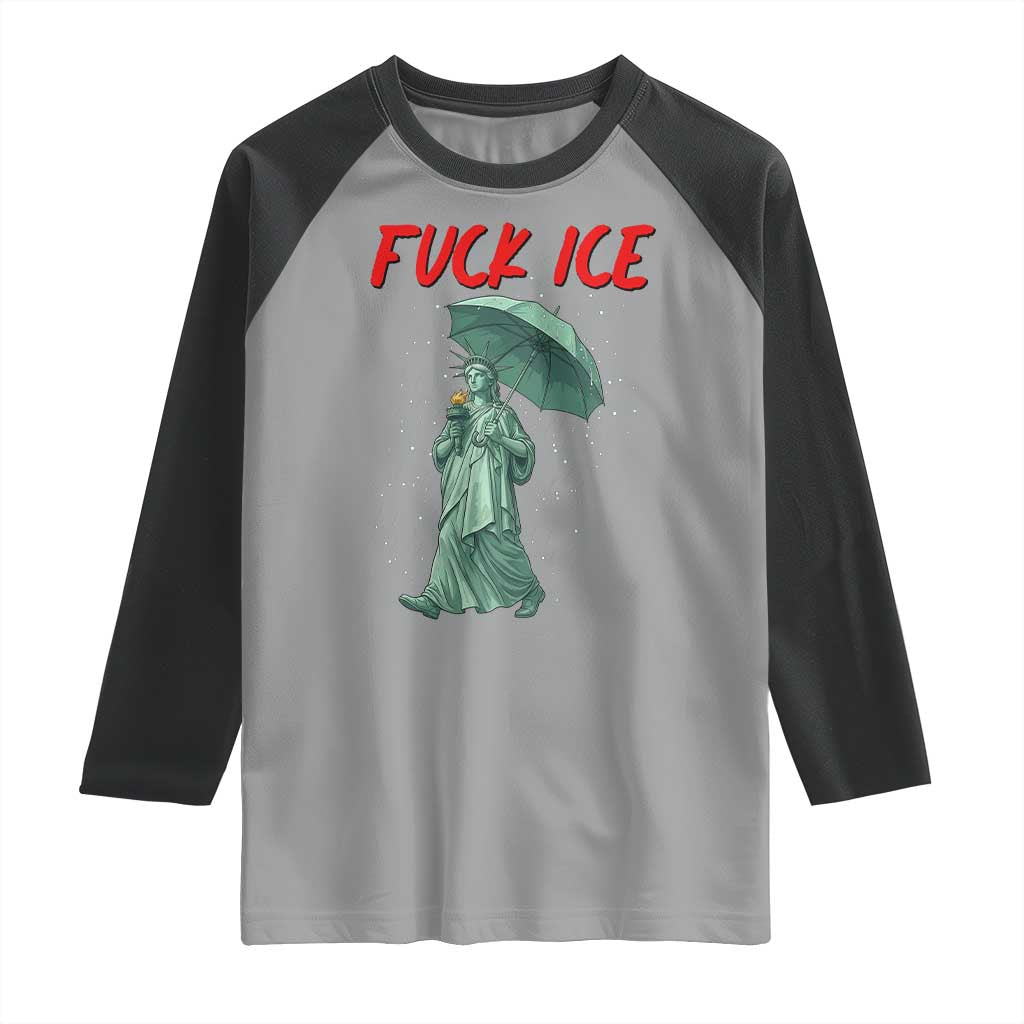 Statue of Liberty Crying Anti ICE Protest Meme Raglan Shirt
