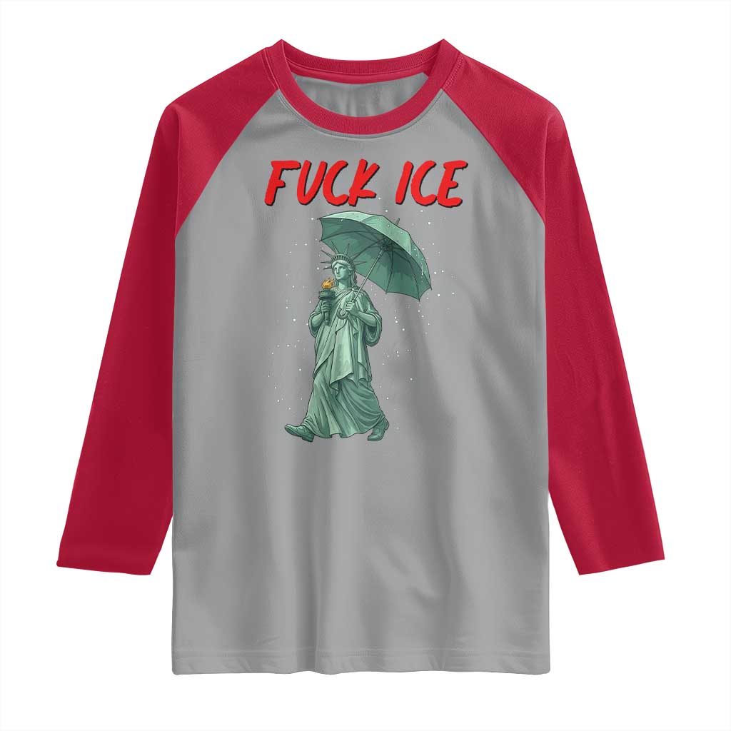 Statue of Liberty Crying Anti ICE Protest Meme Raglan Shirt