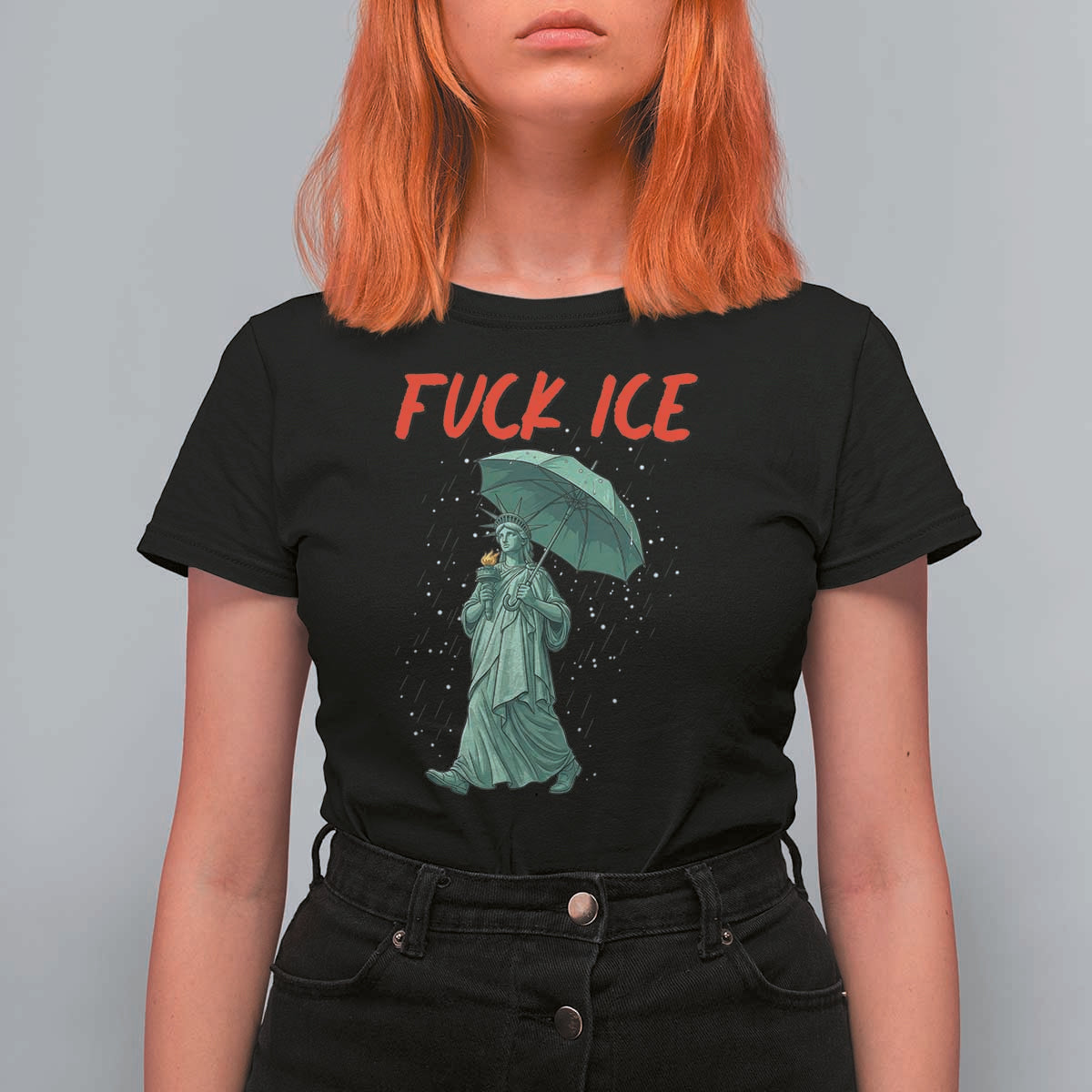 Statue of Liberty Crying Anti ICE Protest Meme T Shirt For Women