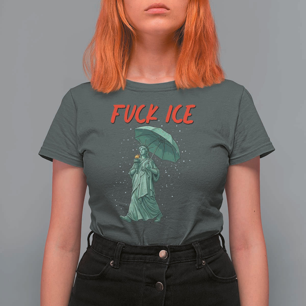 Statue of Liberty Crying Anti ICE Protest Meme T Shirt For Women