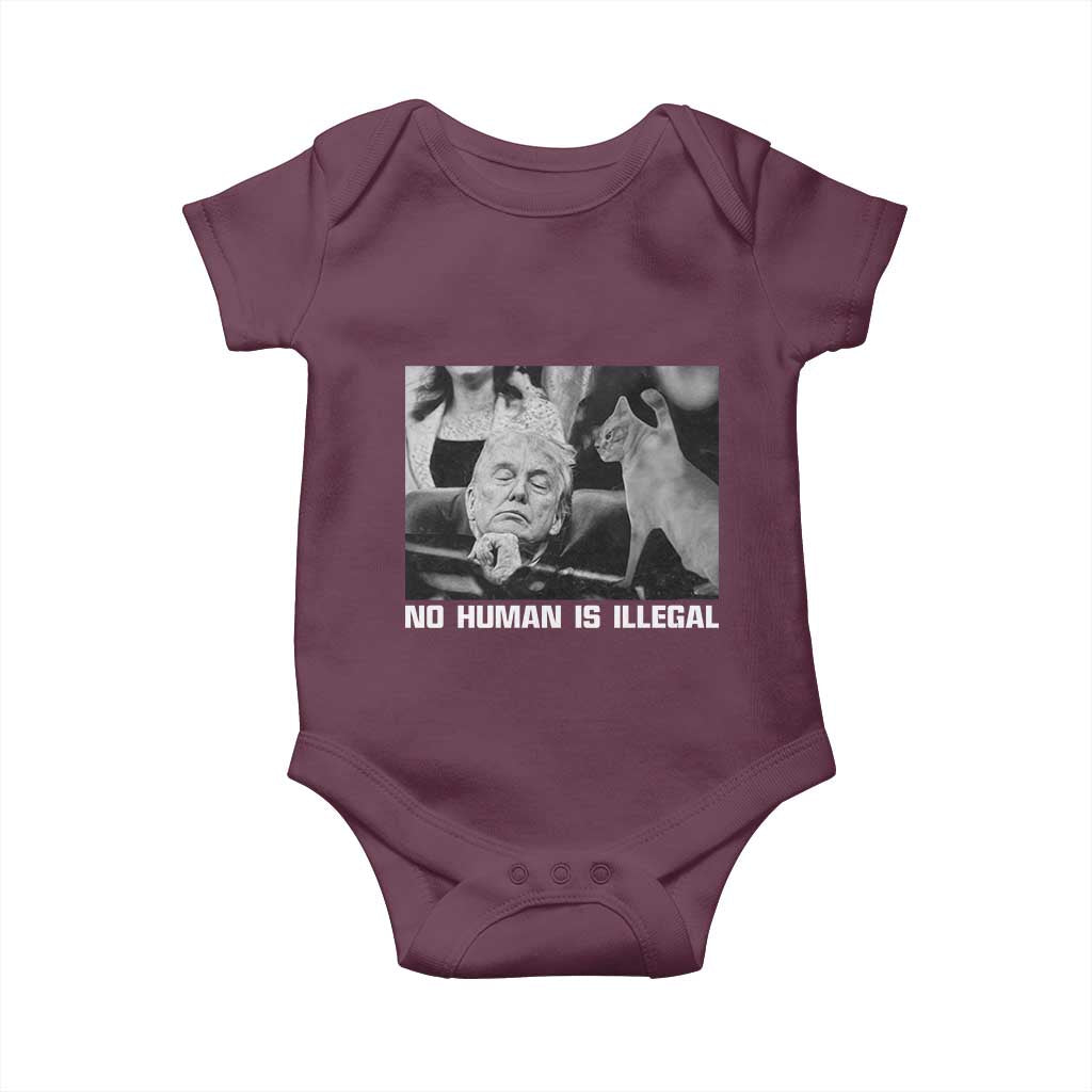 No Human Is Illegal Baby Onesie Funny Cat Anti ICE Meme