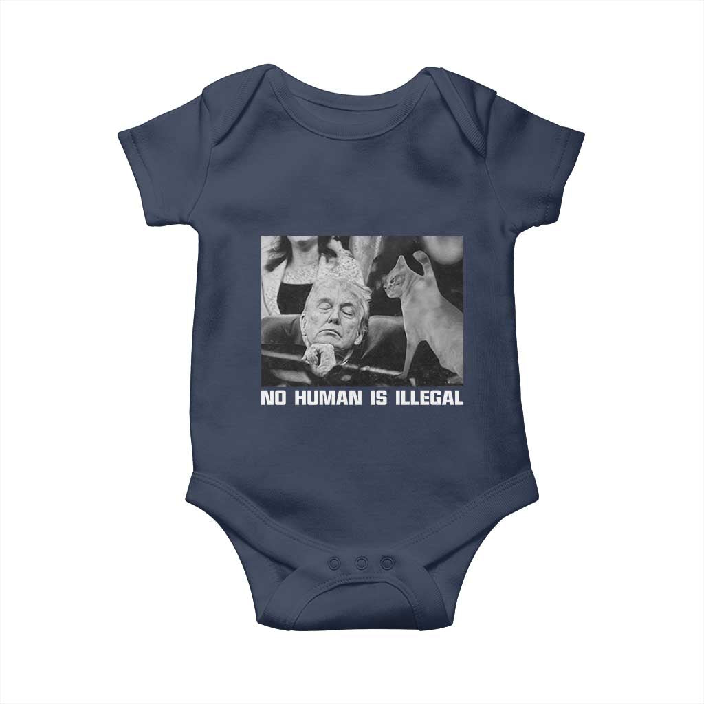 No Human Is Illegal Baby Onesie Funny Cat Anti ICE Meme
